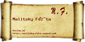 Malitsky Fáta névjegykártya